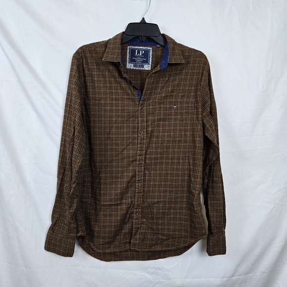 Louis Philippe Other - Louis Philippe Mens Brown Checkered Long Sleeve Union SQ Slim Fit Career Shirt M